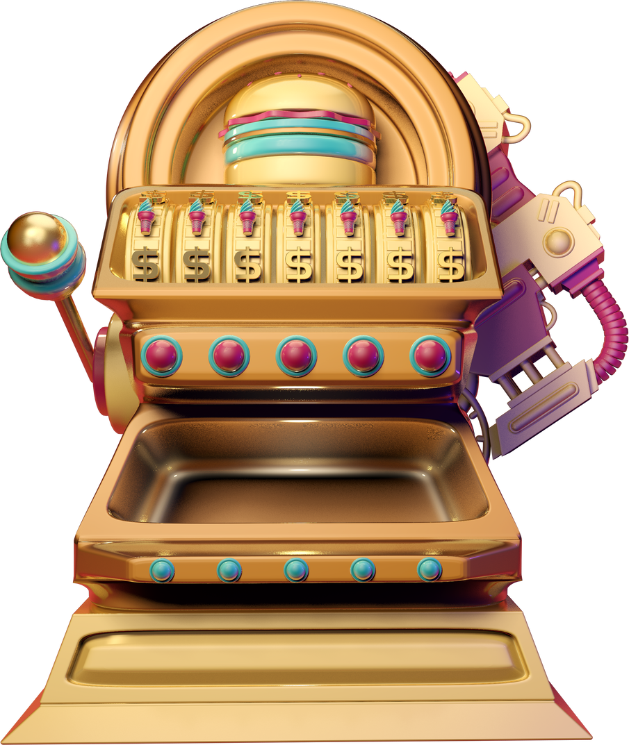 gold gaming machine slot 3d model front view